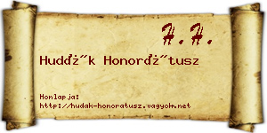 Hudák Honorátusz névjegykártya